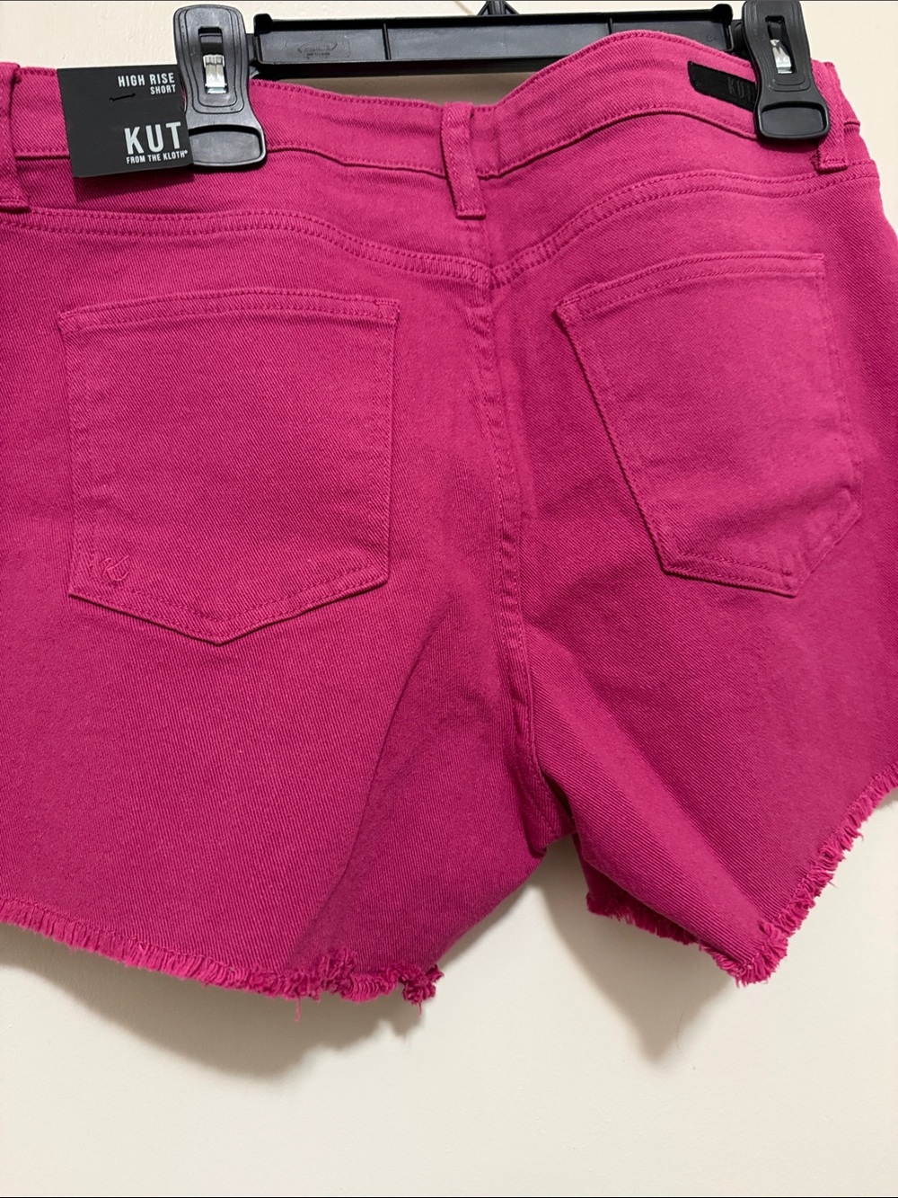 Kut from the Kloth Magenta Frayed Hem Denim Shorts - Picture 5 of 6
